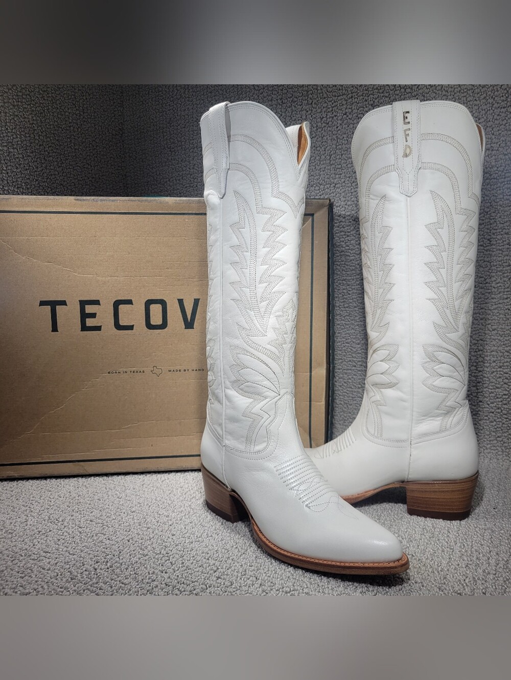 Tecovas The Abby Women's US Size 9B Snow Cowhide Leather Cowgirl Boots - Picture 2 of 14